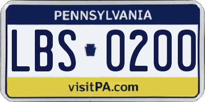 PA license plate LBS0200