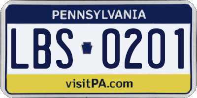 PA license plate LBS0201