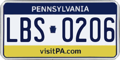 PA license plate LBS0206