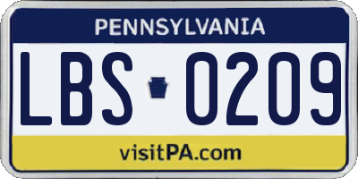 PA license plate LBS0209