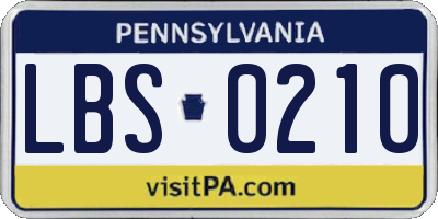 PA license plate LBS0210