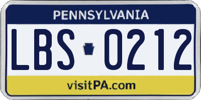 PA license plate LBS0212