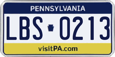 PA license plate LBS0213