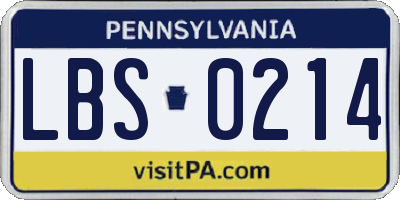 PA license plate LBS0214