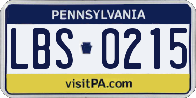 PA license plate LBS0215