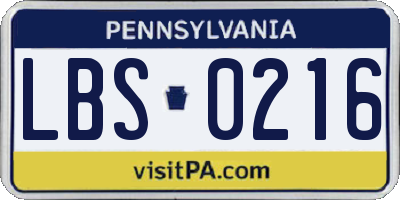 PA license plate LBS0216