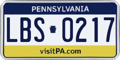 PA license plate LBS0217