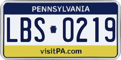 PA license plate LBS0219