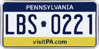 PA license plate LBS0221