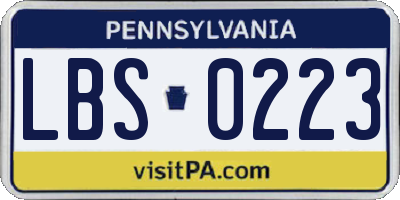 PA license plate LBS0223