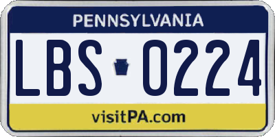 PA license plate LBS0224