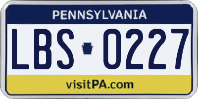 PA license plate LBS0227