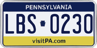 PA license plate LBS0230
