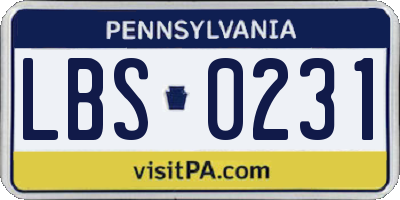 PA license plate LBS0231