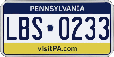 PA license plate LBS0233