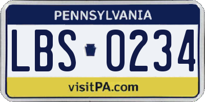 PA license plate LBS0234