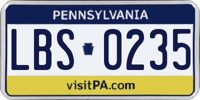 PA license plate LBS0235