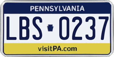 PA license plate LBS0237