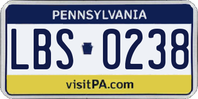 PA license plate LBS0238