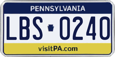 PA license plate LBS0240