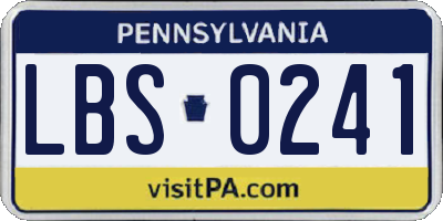 PA license plate LBS0241