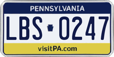 PA license plate LBS0247