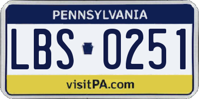 PA license plate LBS0251