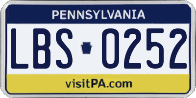 PA license plate LBS0252