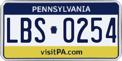 PA license plate LBS0254