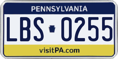 PA license plate LBS0255
