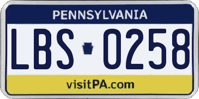 PA license plate LBS0258