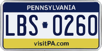 PA license plate LBS0260
