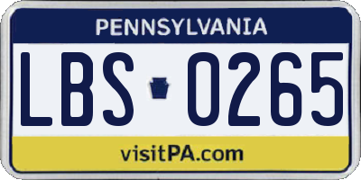 PA license plate LBS0265