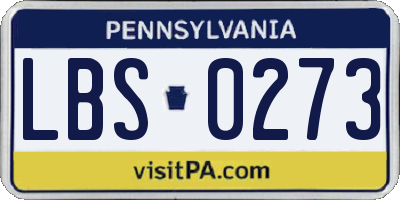 PA license plate LBS0273