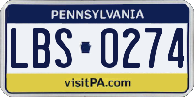 PA license plate LBS0274