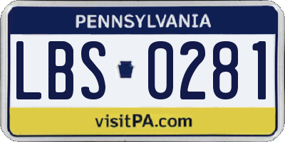 PA license plate LBS0281