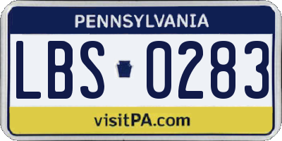 PA license plate LBS0283