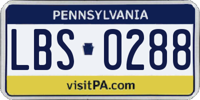 PA license plate LBS0288