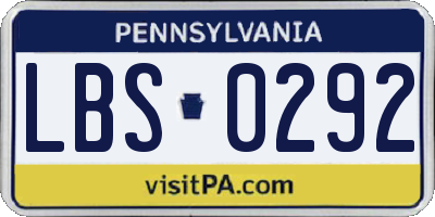 PA license plate LBS0292