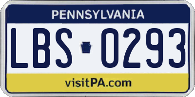 PA license plate LBS0293