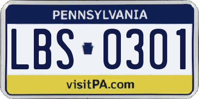 PA license plate LBS0301