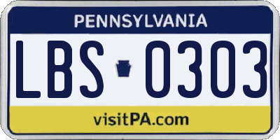 PA license plate LBS0303