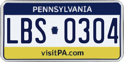 PA license plate LBS0304
