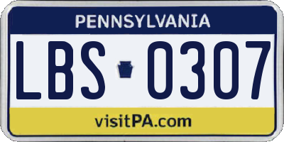PA license plate LBS0307