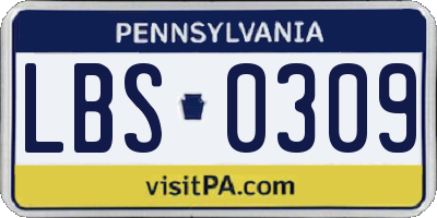PA license plate LBS0309