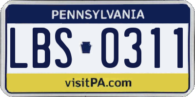 PA license plate LBS0311