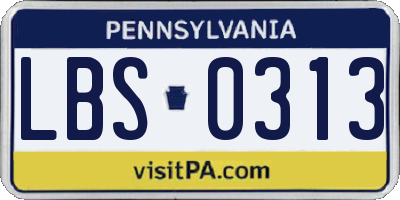 PA license plate LBS0313