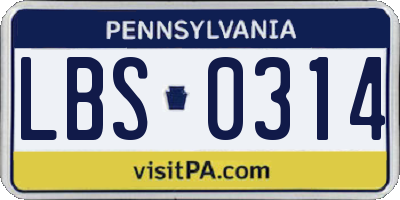 PA license plate LBS0314