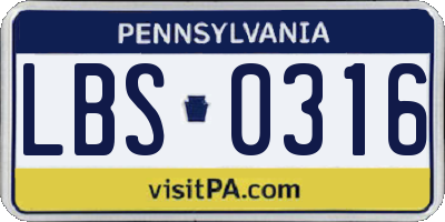 PA license plate LBS0316