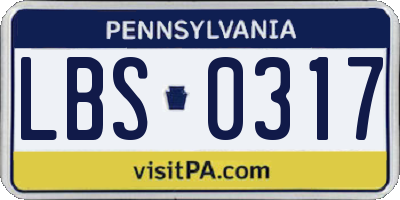 PA license plate LBS0317